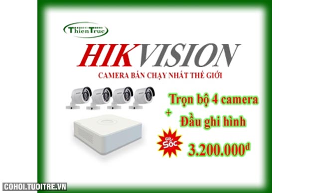 Bộ 4 camera Hikvision 1MP