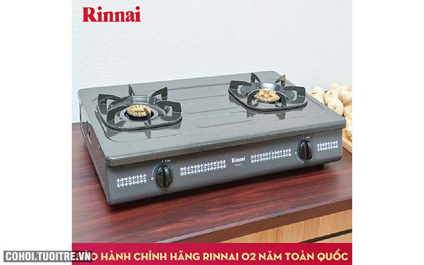 Bếp gas Rinnai 7 tấc RV-377GN, chén đồng có đầu hâm 