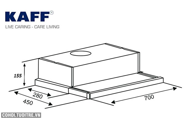 Máy hút mùi âm tủ bếp 7 tấc KAFF KF-TL700