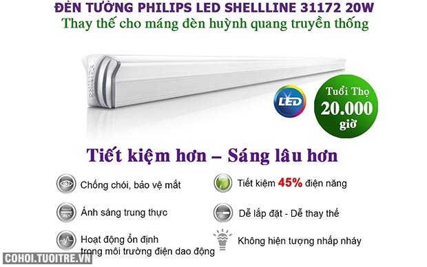 Đèn tường LED Philips Shellline 31172 20W 6500K (ánh sáng vàng)