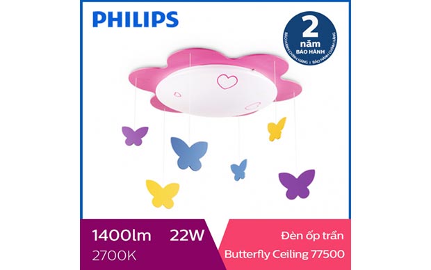 Đèn ốp trần phòng trẻ em Philips LED Butterfly 77500 22W - Ảnh 1