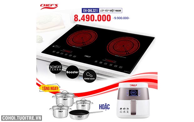 Bếp hồng ngoại CHEFS 2 lò cảm ứng EH-DHL321 - Ảnh 1