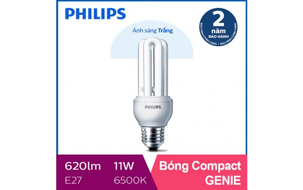 Bóng đèn compact 3U Philips Genie 11W 6500K E27 tiết kiệm điện - Ánh sáng trắng - Ảnh 1