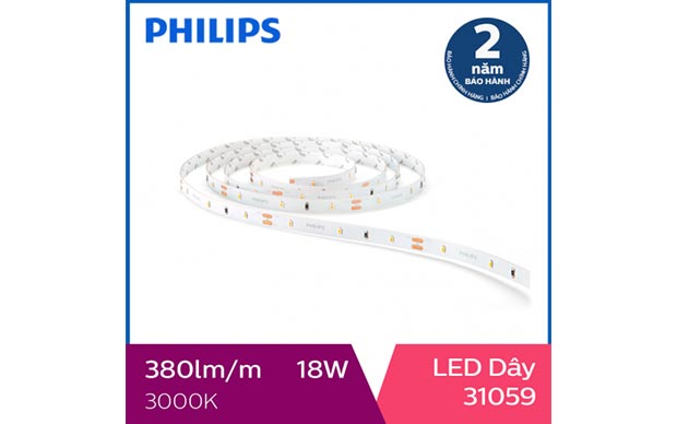 Đèn LED dây Philips 5m 18W DLI 31059 3000K - Ánh sáng vàng - Ảnh 1