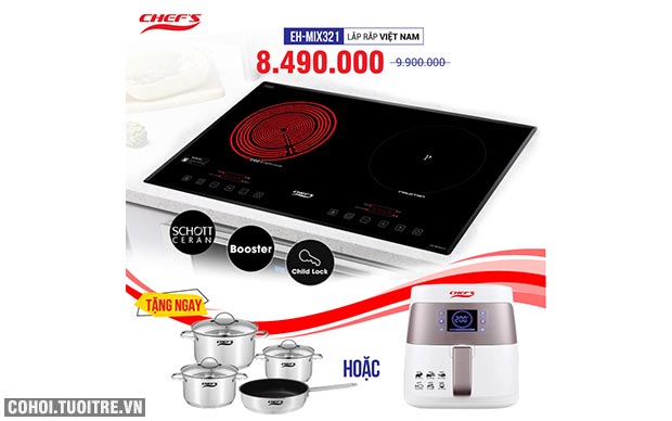 Bếp từ đôi hồng ngoại 2 lò cảm ứng CHEFS EH-MIX321 - Ảnh 1