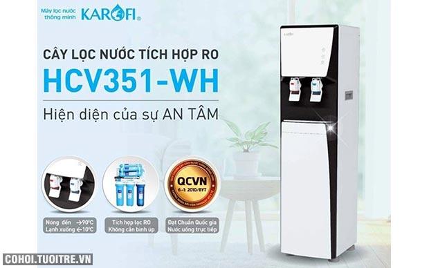 Máy lọc nước RO nóng lạnh 2 vòi KAROFI HCV351-WH - Ảnh 1