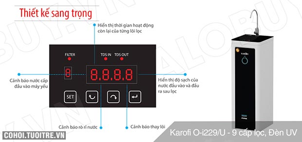 Máy lọc nước RO KAROFI OPTIMUS i2 O-i229/U (Đèn diệt khuẩn) - Ảnh 4