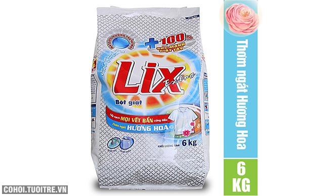 Bột giặt Lix Extra hương hoa 6Kg khuyến mãi 115.000đ - Ảnh 1