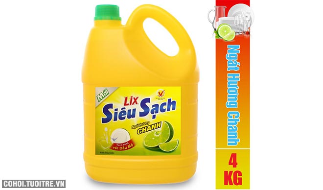 Nước rửa chén Lix siêu sạch hương chanh 4Kg khuyến mãi 55 ngàn - Ảnh 1