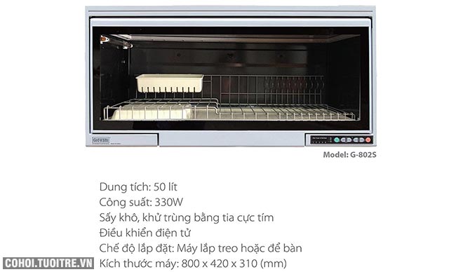 Xả kho máy sấy bát treo tủ bếp Giovani G-802S giá từ 4.650.000đ - Ảnh 2