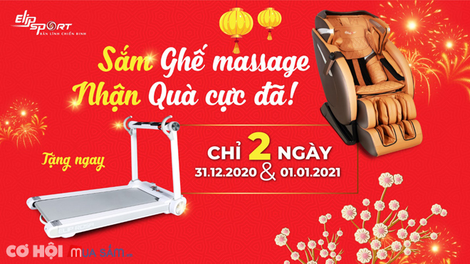 Tặng máy chạy bộ khi mua ghế massage Elip vào ngày 31.12 và 1.1 - Ảnh 1