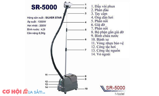 Bàn ủi hơi nước đứng công nghiệp Silver Star SR-5000 - Ảnh 4