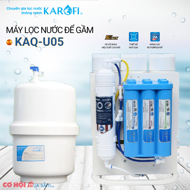 Máy lọc nước RO để gầm, không tủ KAROFI KAQ-U05 (10 cấp lọc) - Ảnh 1