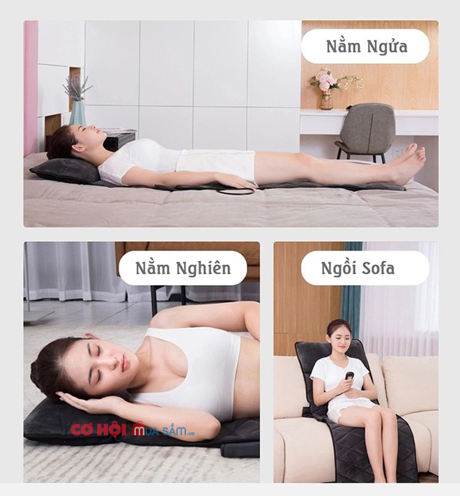 Nệm massage toàn thân hồng ngoại có gối massage cổ Nikio NK-151 - Ảnh 4