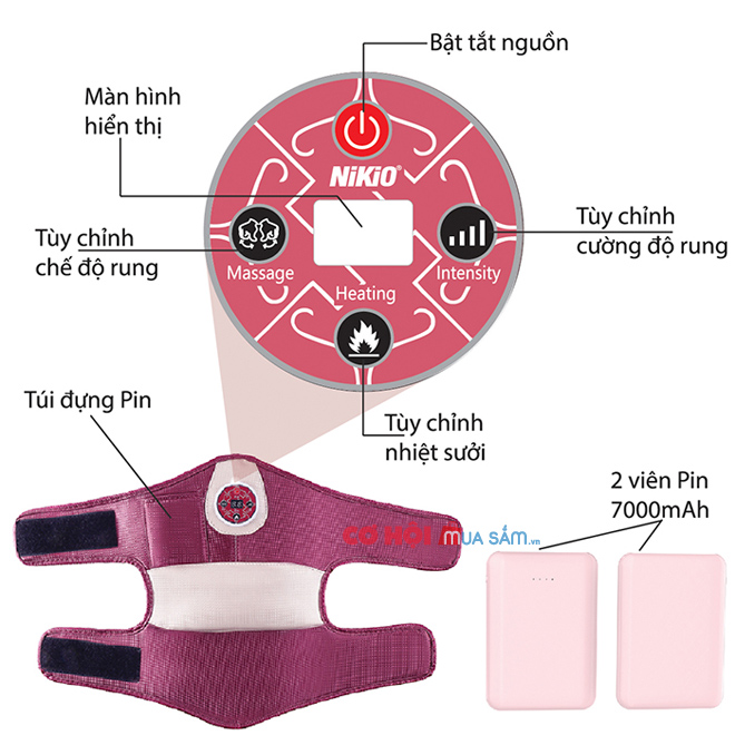 Máy massage đầu gối pin sạc, rung và nóng Nikio NK-185 - Ảnh 5