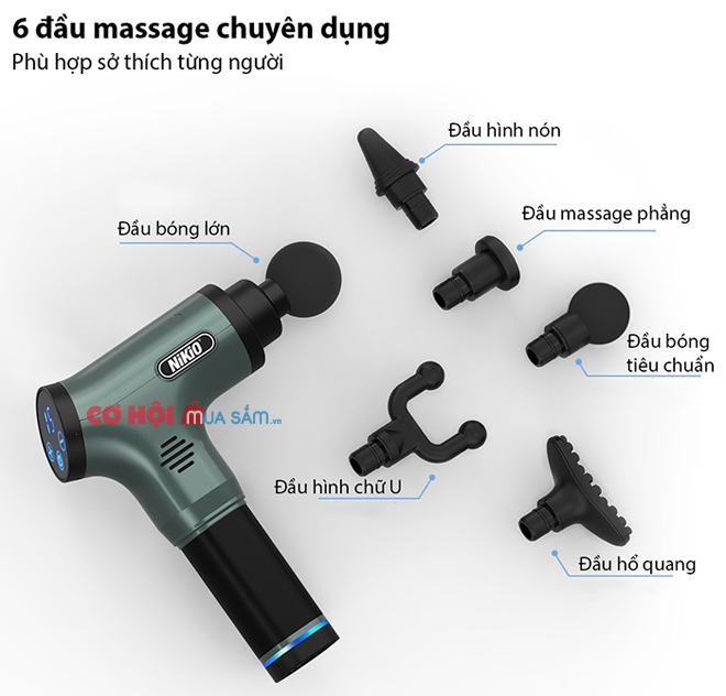 Máy massage cầm tay sử dụng pin sạc Nikio NK-172 - Ảnh 4