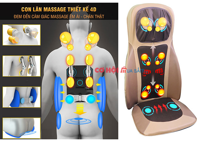 Ghế massage hồng ngoại xoa bóp day ấn rung 4D Nikio NK-180 - Ảnh 3