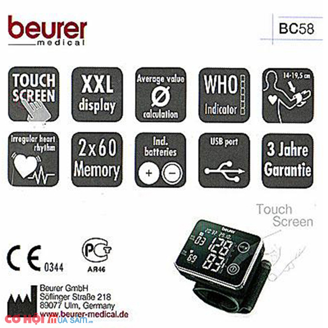 Máy đo huyết áp cổ tay Beurer BC58 - Ảnh 4