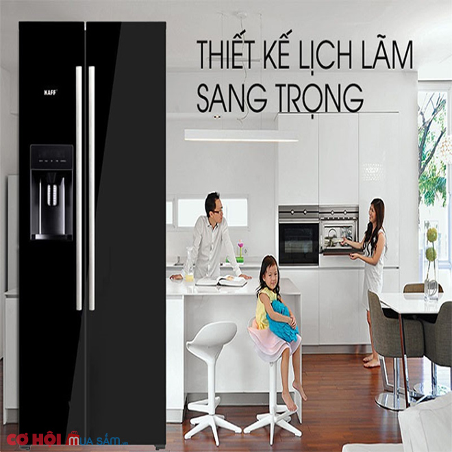 Tủ lạnh side by side Kaff KF-SBS600GLASS - Ảnh 1