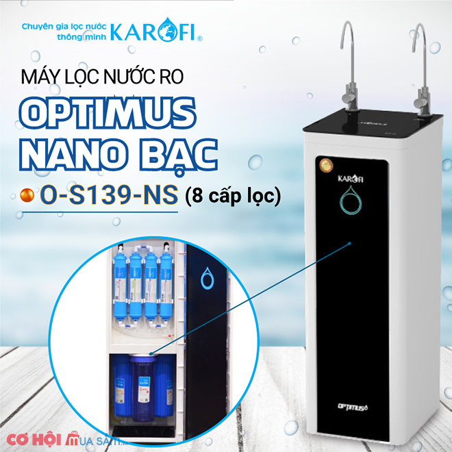 Máy lọc nước RO 2 vòi KAROFI OPTIMUS O-S139-NS (9 cấp lọc) XẢ KHO giá tốt - Ảnh 2