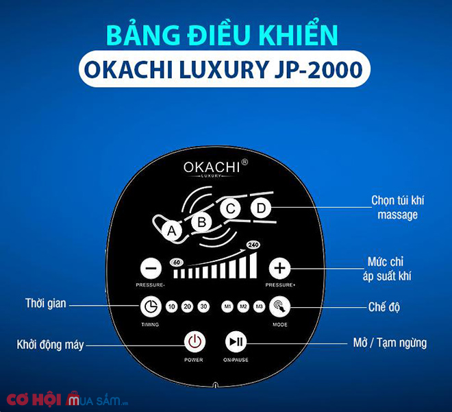 Máy nén ép trị liệu suy giãn tĩnh mạch OKACHI LUXURY JP-2000 chính hãng - Ảnh 7