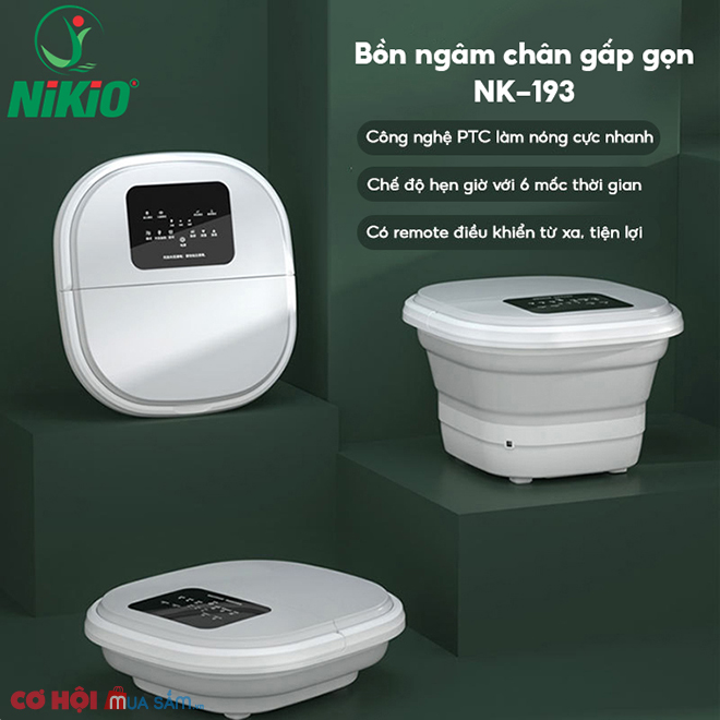 Chậu (bồn) ngâm và massage lòng bàn chân gấp gọn Nikio NK-193 - Có remote - Ảnh 4