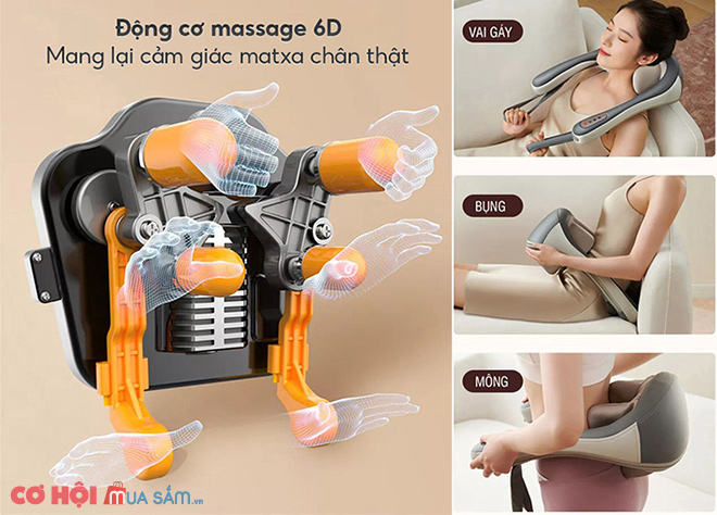 Máy massage xoa bóp day ấn cổ vai gáy 6D Nikio NK-138 - Pin sạc - Ảnh 3