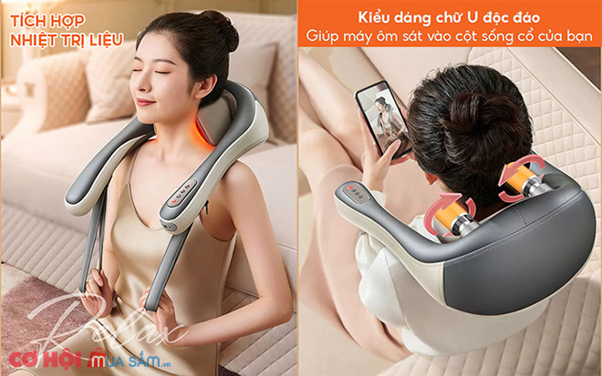 Máy massage xoa bóp day ấn cổ vai gáy 6D Nikio NK-138 - Pin sạc - Ảnh 4
