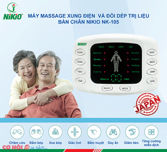 Máy massage xung điện miếng dán và đôi dép trị liệu bàn chân Nikio NK-105 - Ảnh 2
