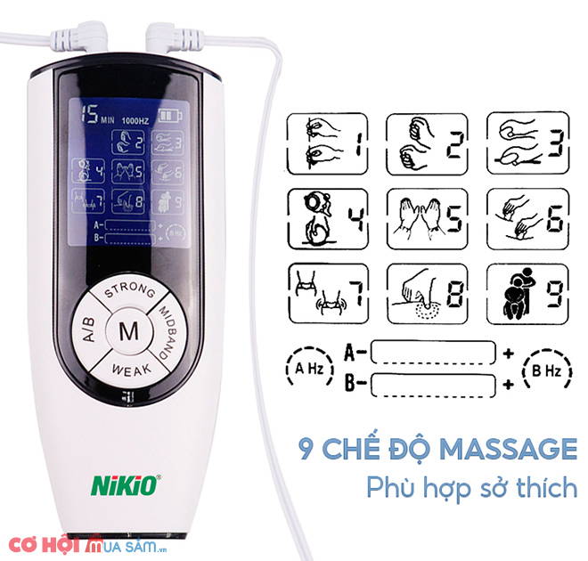 Máy massage xung điện 2 điện cực 4 miếng dán Nikio NK-103 - Dòng cao cấp - Ảnh 2