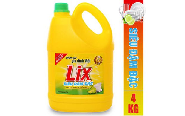 Nước rửa chén Lix đậm đặc hương chanh 4Kg khuyến mãi 69 ngàn