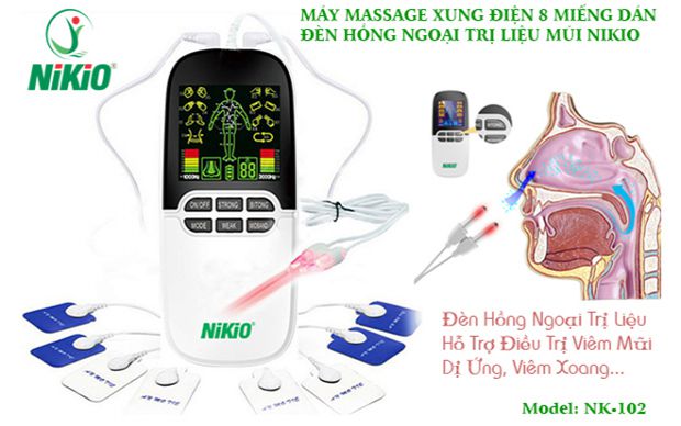 Máy massage xung điện kết hợp đèn hồng ngoại trị liệu viêm mũi Nikio NK-102