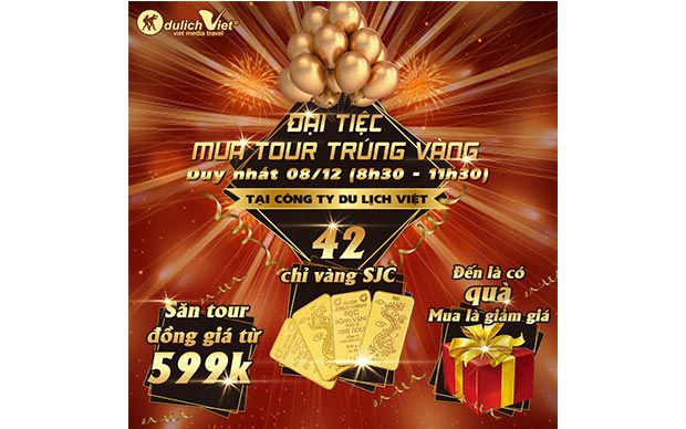 Hấp dẫn sự kiện Mua Tour Trúng Vàng tại Du Lịch Việt
