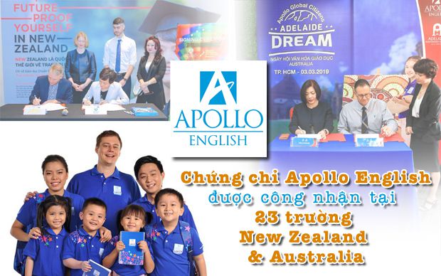 Chứng chỉ Apollo English được công nhận tại 23 trường New Zealand và Australia