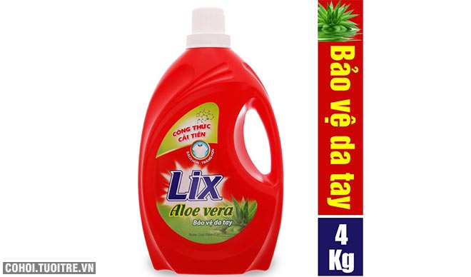 Nước giặt Lix Aloe vera 4Kg bảo vệ da tay