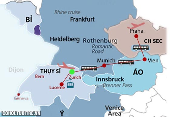 Du lịch Thụy Sĩ, Đức, Áo, CH Séc, Hungary