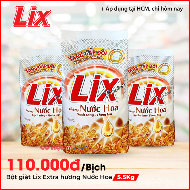 Flash Sales bột giặt Lix Extra hương nước hoa 5.5Kg