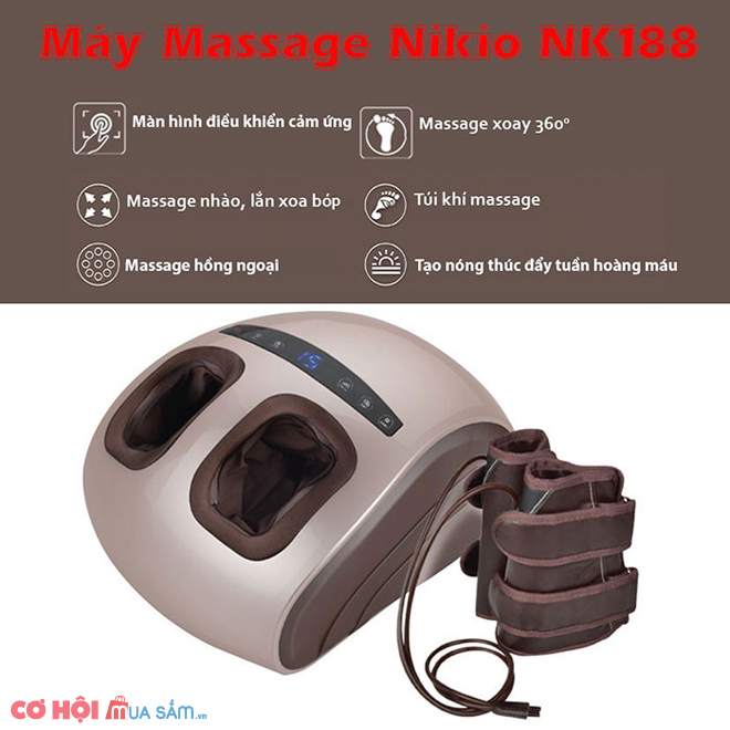Máy massage chân áp suất khí Nikio NK-188, dòng cao cấp 2in1, BH 2 năm