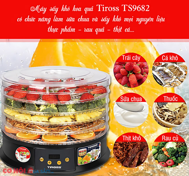 Tiện lợi với máy sấy thực phẩm Tiross TS9682