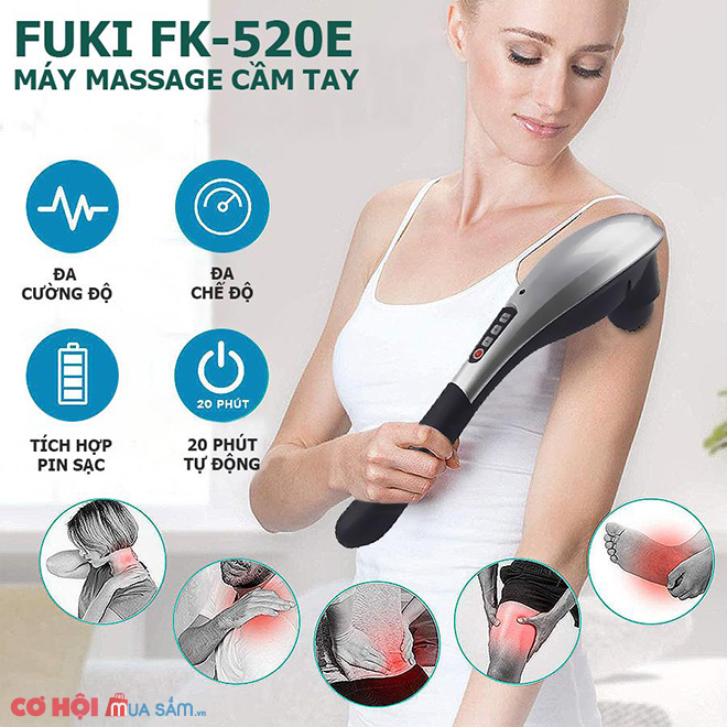 Giới thiệu mẫu máy massage cầm tay Fuki Japan FK-520E (pin sạc)