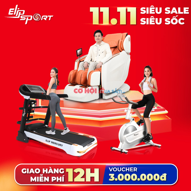 Siêu sale siêu sốc máy chạy bộ, ghế massage Elipsport 11.11