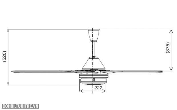 Quạt trần Mitsubishi C56-RQ5 loại 5 cánh có điều khiển