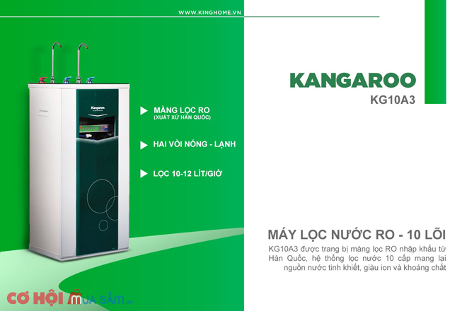 Siêu giảm giá máy lọc nóng lạnh RO 10 lõi Kangaroo KG10A3