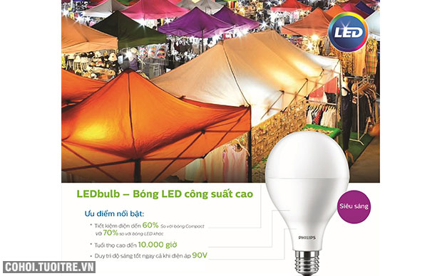 Bóng đèn LED Philips LEDBulb 40W 6500K E27 A130