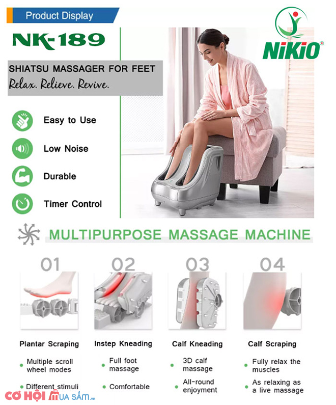 Máy massage chân và bắp chân Nhật Bản Nikio NK-189 - Dòng cao cấp