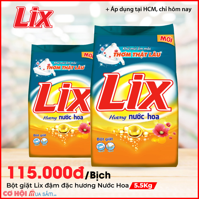 Bột giặt Lix đậm đặc hương nước hoa 5.5Kg