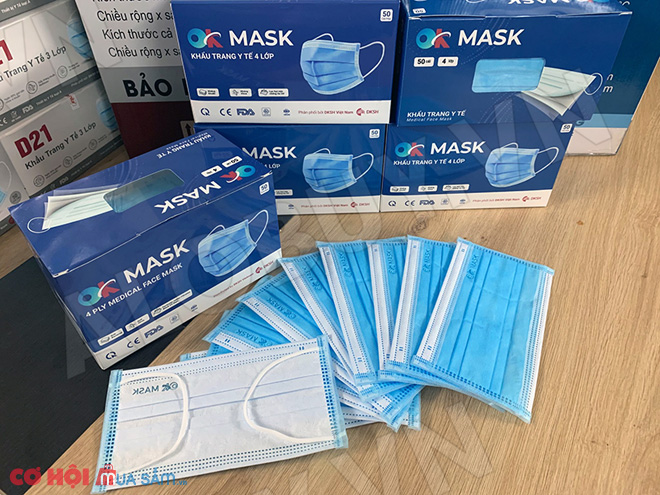 Khẩu trang y tế kháng khuẩn 4 lớp OK MASK Nam Anh, hộp 50 cái