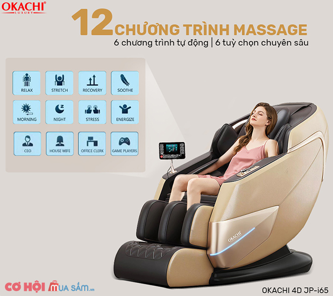 Ghế massage toàn thân OKACHI 4D JP-i65 cao cấp