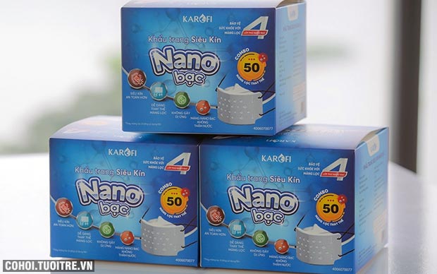 Khẩu trang siêu kín kháng khuẩn 4 lớp NANO bạc KAROFI - Ảnh 1